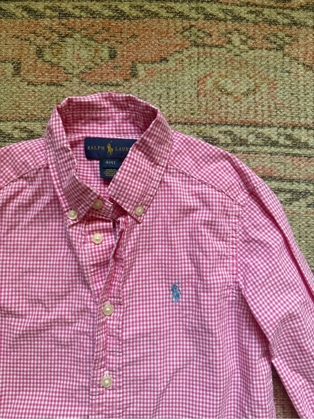 Ralph Lauren Pink Gingham Button-Down Shirt - Kids